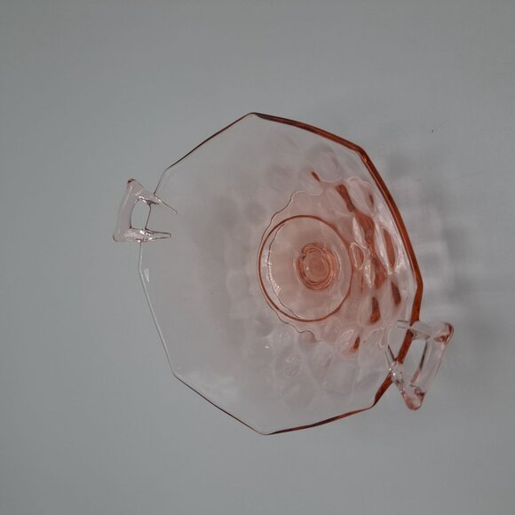 Heisey Yeoman Pink Footed Mayonnaise Bowl Diamond Optic - Picture 4 of 11